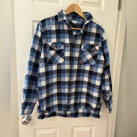 Ducks Unlimited Canada blue plaid heavy cotton button jacket size large shirt - Picture 1 of 11